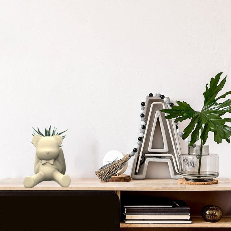 Planter Vase Mould Bear with Bag Shaped Cements Molds Silicone Material gallery