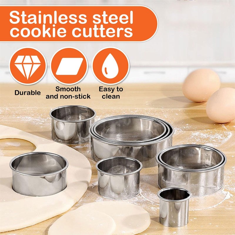 11 PCS Large Round & Flower Cookie Cutter Set, Round Cookie Cutter 2" 3" 3.5"... gallery