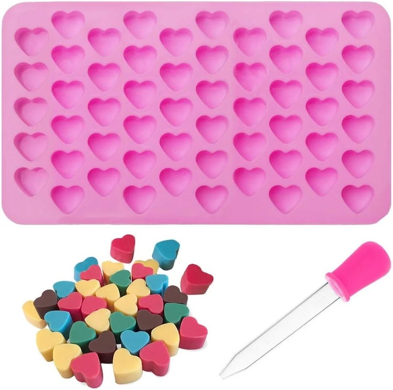 Pimoys Silicone Moulds for Wax Melts Heart Mould Silicone with Dropper 55 Sweet