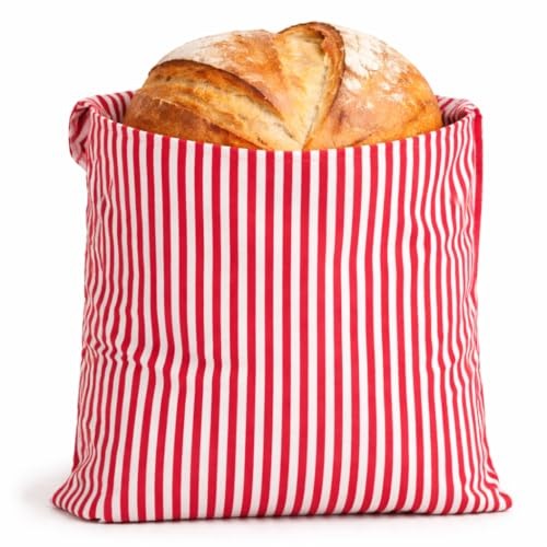 Sourdough Bread Bag – Reusable Beeswax Bread Storage Bags 2.0 (2 Stripey Red