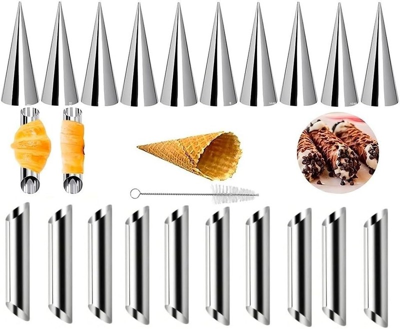 21Pcs Stainless Steel Conical Cream Horn Molds, Non-Stick Cream Horn Molds, 5... gallery