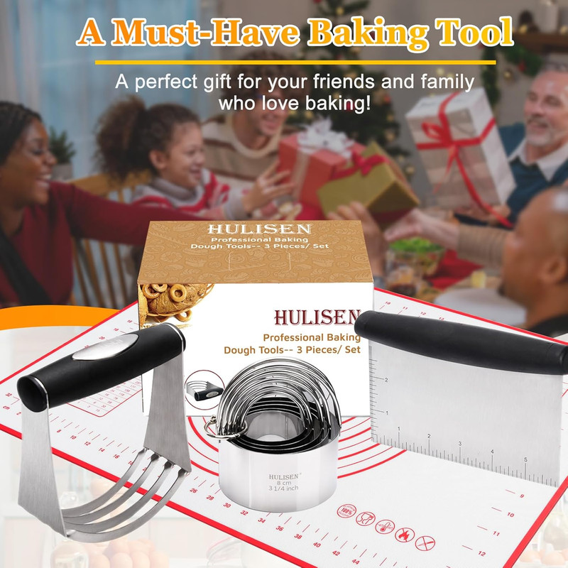 Stainless Steel Biscuit Cutter Set, Silicone Mat, Pastry Scraper and Dough Blend gallery