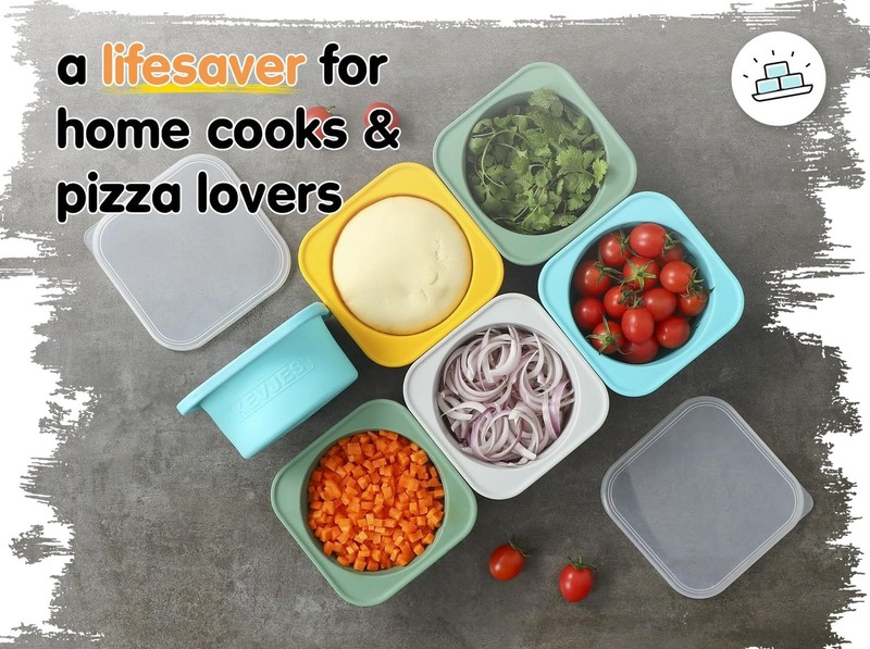 Stackable Silicone Artisan Pizza Dough Proofing Proving Containers with Lids-... gallery