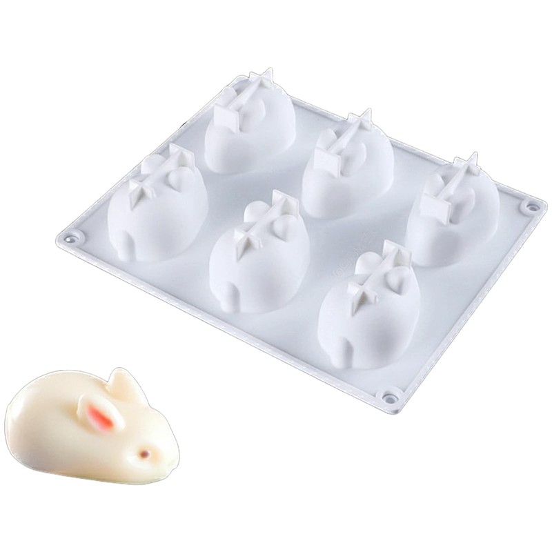 3D Rabbit Silicone Mousse Molds Easter Bunny Cake Baking Mold for Cake Mousse…
