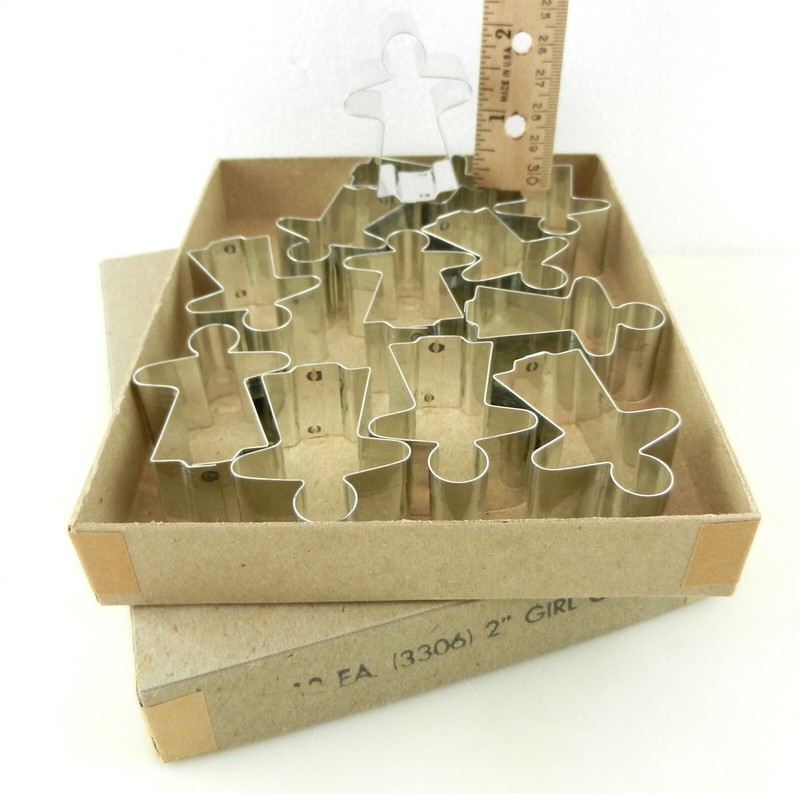 12 Vtg Stainless Gingerbread Girl Cookie Cutter Shapes #3306 2″ Crafts Baking MS