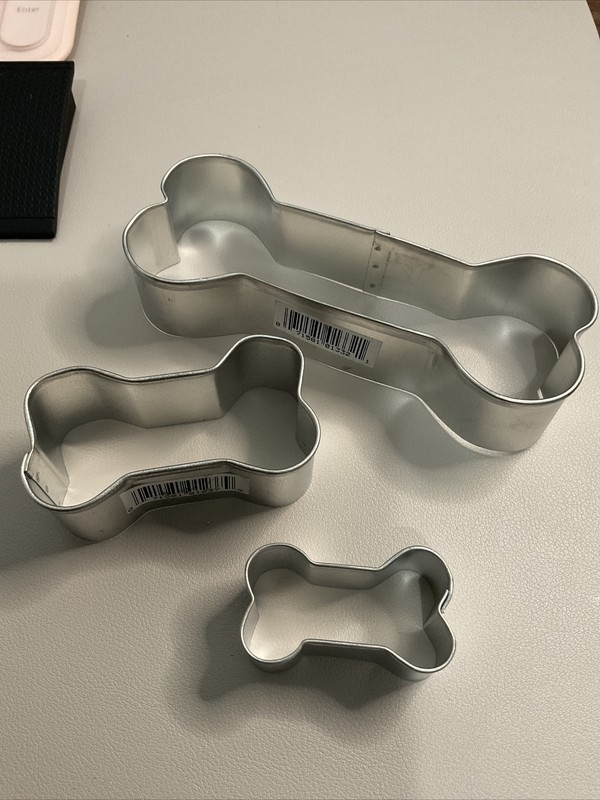 3pc. metal Dog Bone Cookie Cutters small, medium large gallery