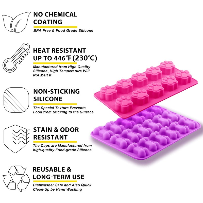 Reusable Silicone Molds with Puppy Dog Paw and Bone Shaped, Flexible & Non-Stick gallery