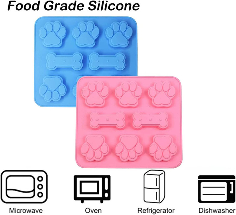 2 Pack Silicone Molds - Puppy Paw & Bone for Baking Treats & Desserts gallery