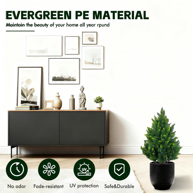 Gzfdy 2Ft Artificial Cedar Topiary - Uv Resistant Fake Shrubs Ground gallery