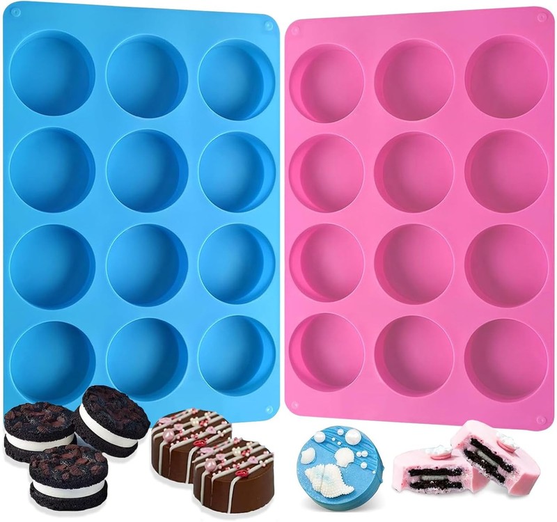 Round Chocolate Cookie Molds, 12-Cavity Cylinder Chocolate Silicone Molds for