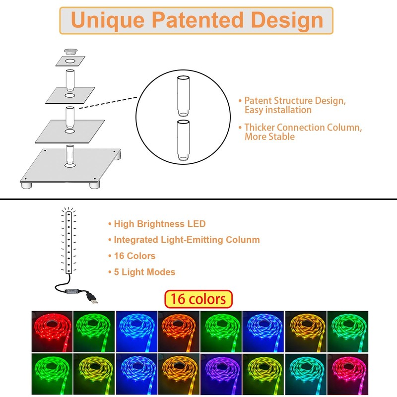 Cupcake Stand Acrylic 4 Tier Tower Display Cupcake Cake Stand with Remote LED... gallery