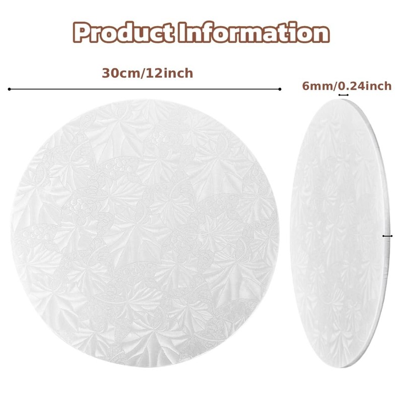 10 PCS Cake Drums 1/4 Inch Thick 12 Inch Round Boards White Cardboard Base gallery