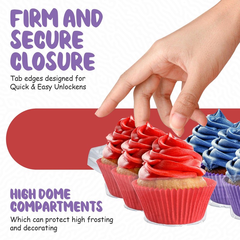 Plastic Cupcake Containers Boxes | 12 Compartment – 12 Pack | Disposable High... gallery