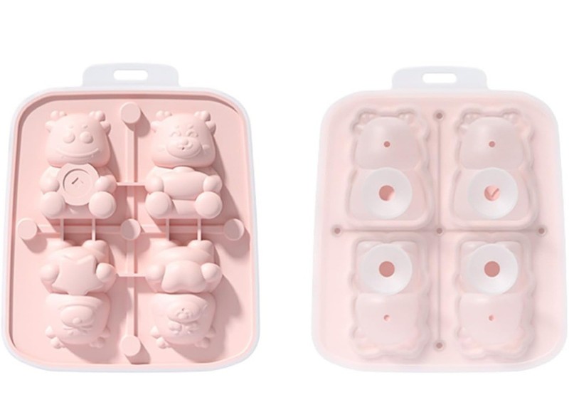 Pink Silicone Bear Chocolate Mold Set of 2 Non-Stick Easy Clean Dishwasher Safe