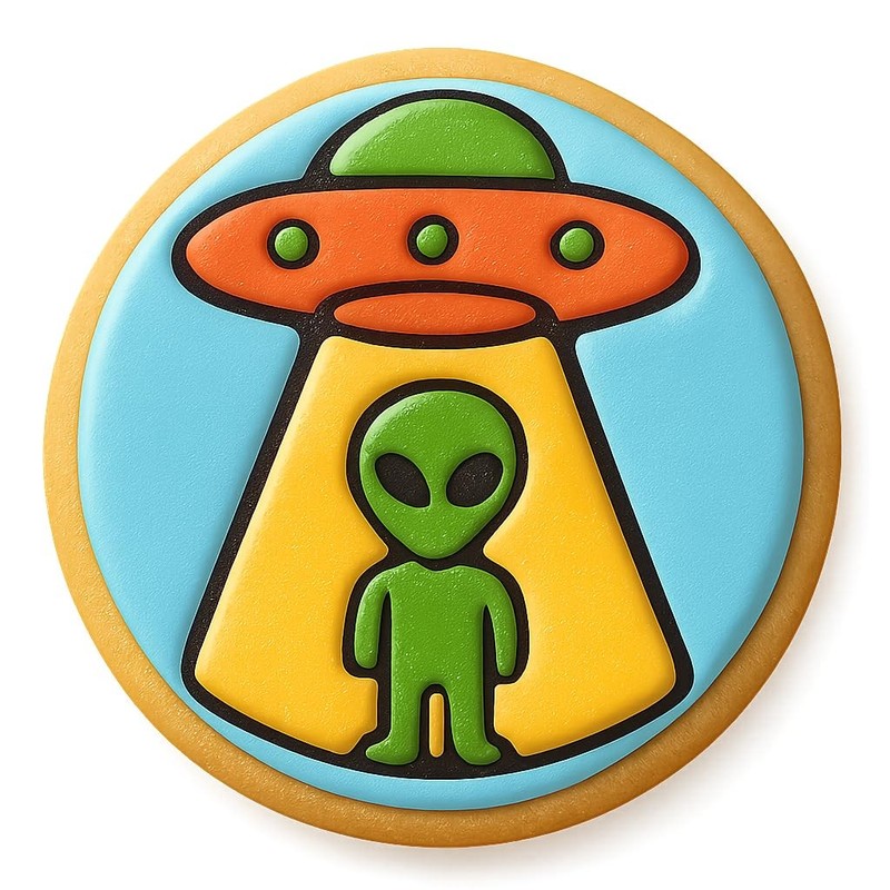 UFO Encounter Alien Cookie Cutter & Stamp - 4x4 gallery