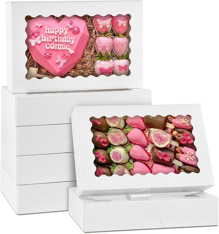 Versatile 30-Pack White Bakery Boxes with Window - Ideal for Cookies & Pastries gallery