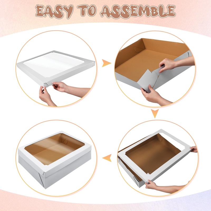 10 Pcs Full Sheet Cake Box with Window Large Bakery Boxes Corrugated Rectangl... gallery