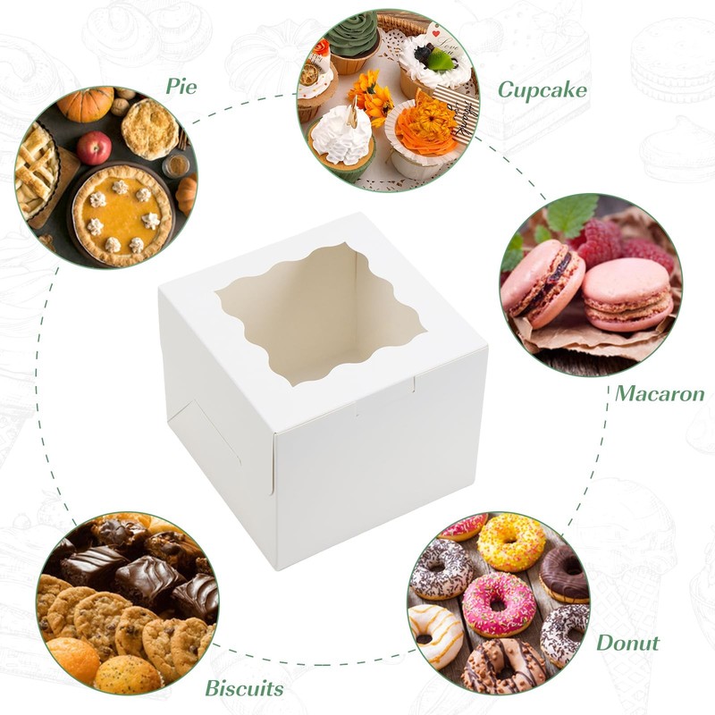 15pcs 6x6x5in Cake Boxes Bakery Carriers, Small Bento Cake Containers Cookie ... gallery