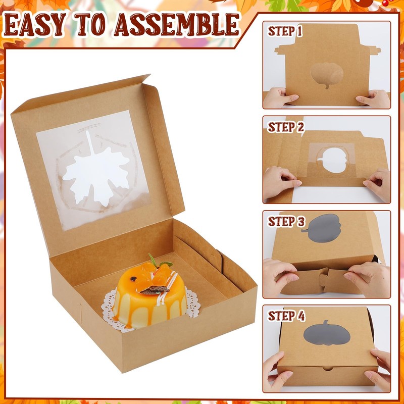 20 Pcs Thanksgiving Cardboard Bakery Cookie Boxes Autumn Fall Kraft Baking Tr... gallery
