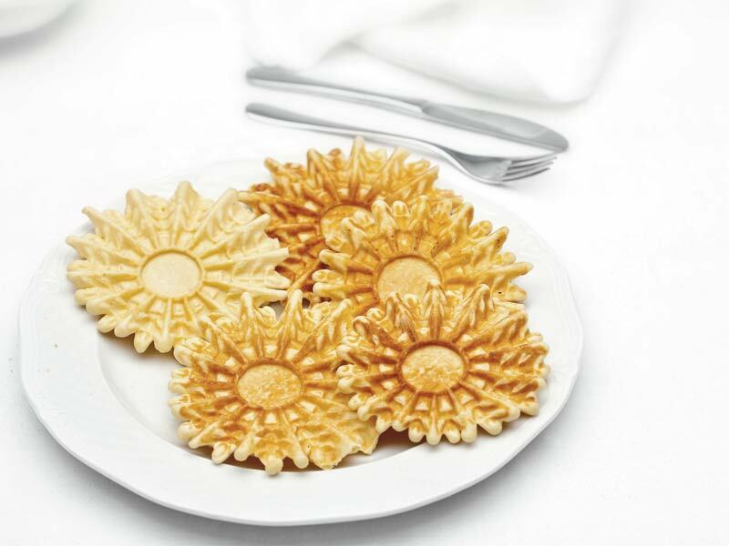 Ferro piastra per pizzelle cialde neole in alluminio stampo ferratelle tondo pic gallery