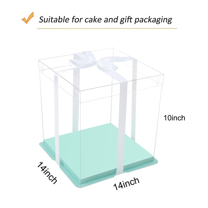 14x14x12inch clear cake with ribbon,12inch14inch tall cake boxes for tiered c... gallery