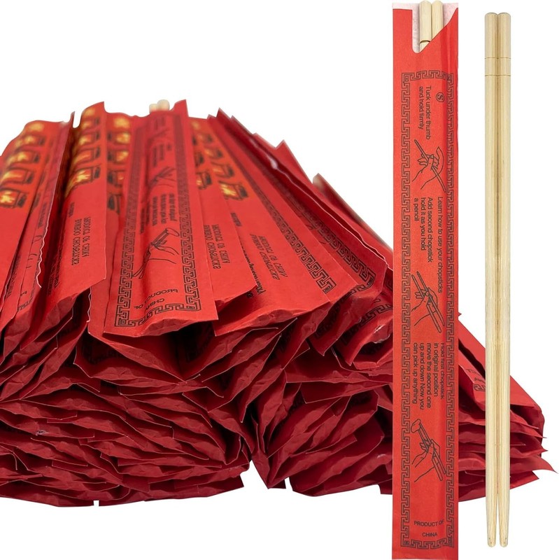 Soeos Disposable Bamboo Chopsticks, 100 Sets, Natural Wooden Chopsticks, Indi... gallery