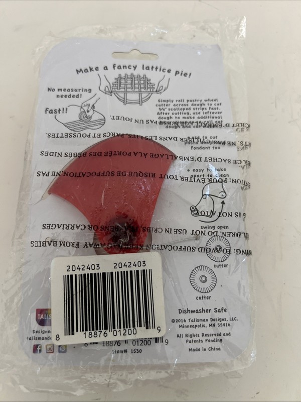 Talisman Designs Pastry Wheel Pie Crust Cutter, Red gallery