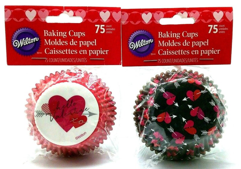 Wilton 2 Pack x 75 ct (150) Valentine Party Heartily Standard Cupcake Baking Cup