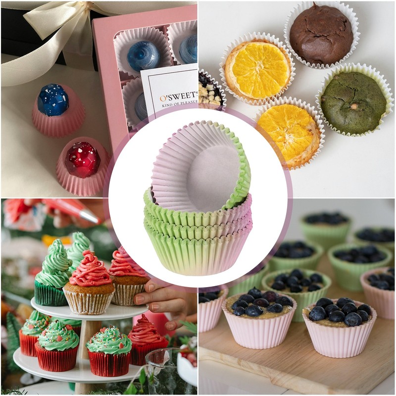 100 Count Cupcake Liners Cupcake Cups Standard Size Green Purple Gradient gallery