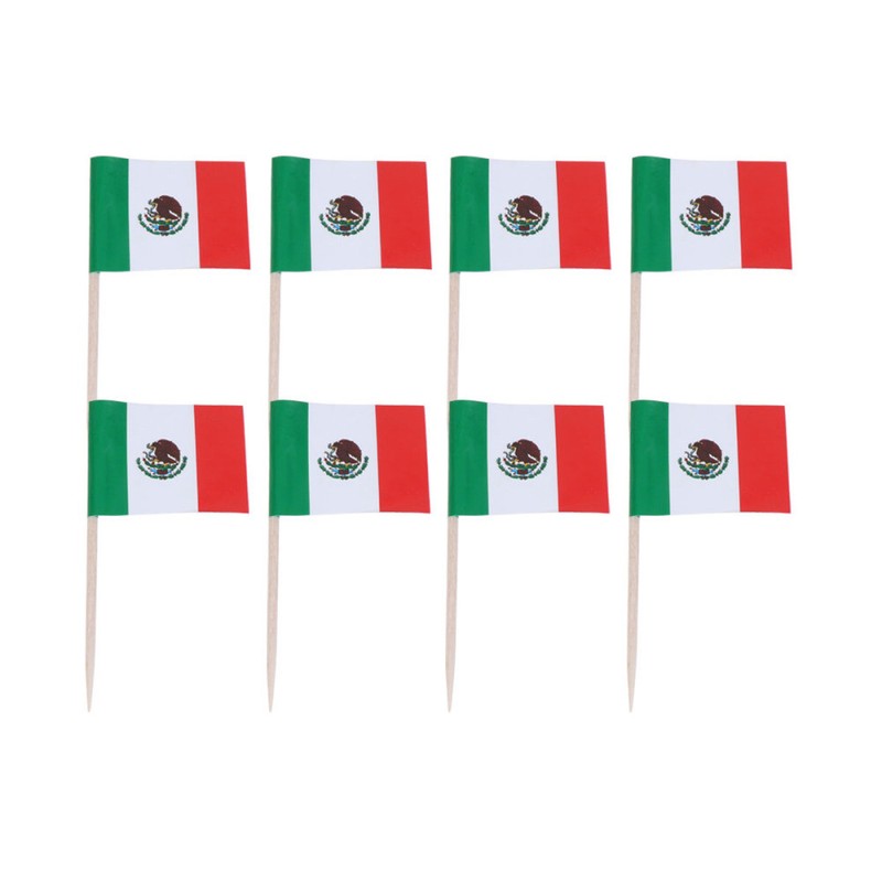 100x Cupcake Toppers Handheld Flags Mexico Toothpick Flags Mexican Cocktail Flag gallery
