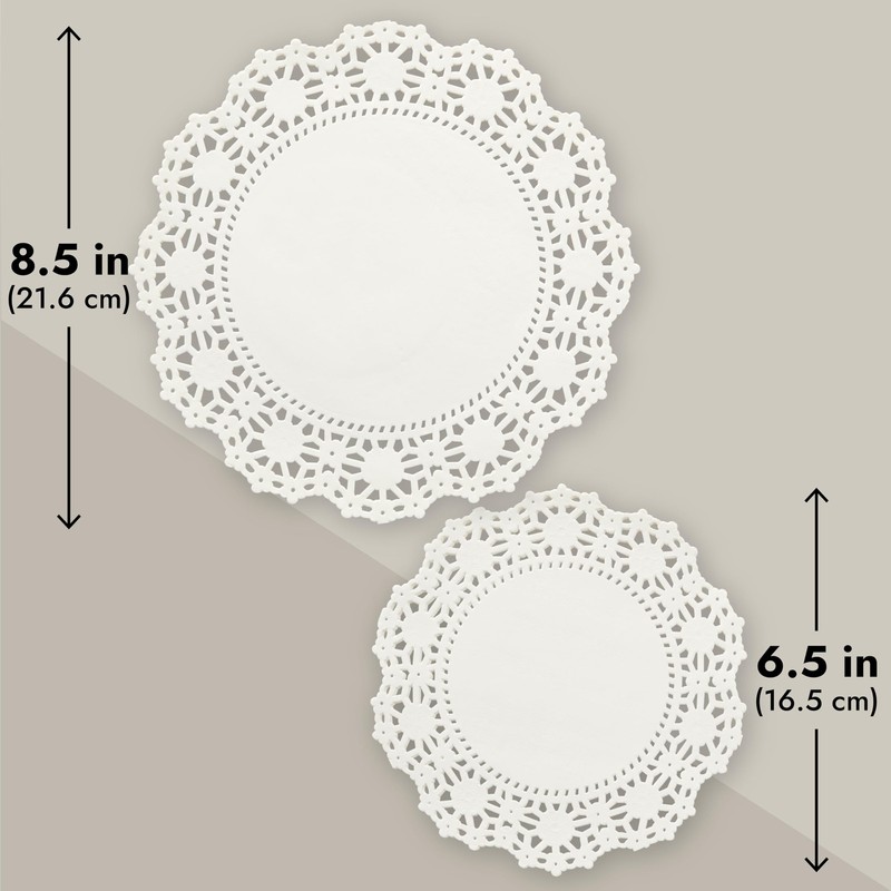 Juvale Paper Doilies - 150 Pack Round Lace for Tables Assorted, White gallery