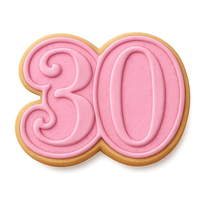 Elegant 30th Cookie Cutter & Stamp, Fondant & Clay - 4x3.6 gallery