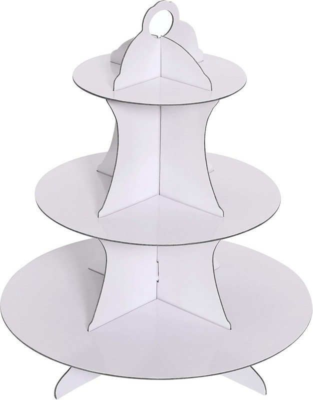 3-Tier Cardboard White Cupcake Stand/Tower 1-Set (1, White)
