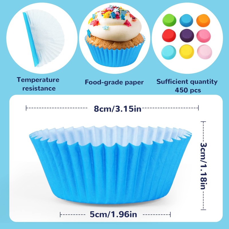 450pcs Rainbow Bright Cupcake Liners, Colorful Baking Cups Cupcake Wrappers P... gallery