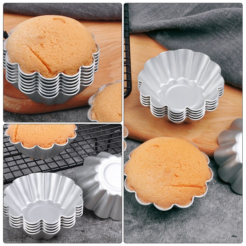 6 Pcs Aluminium Alloy Egg Tart Mold Nonstick Flower Shape Cake Baking Molds gallery