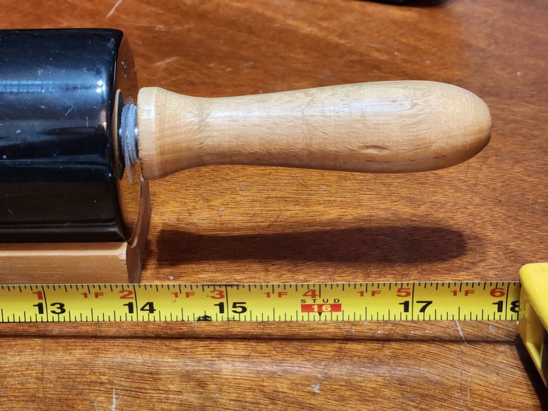 Vintage Black Marble Gourmet Rolling Pin Wooden Stand Beautiful EUC 18"x2.5" gallery