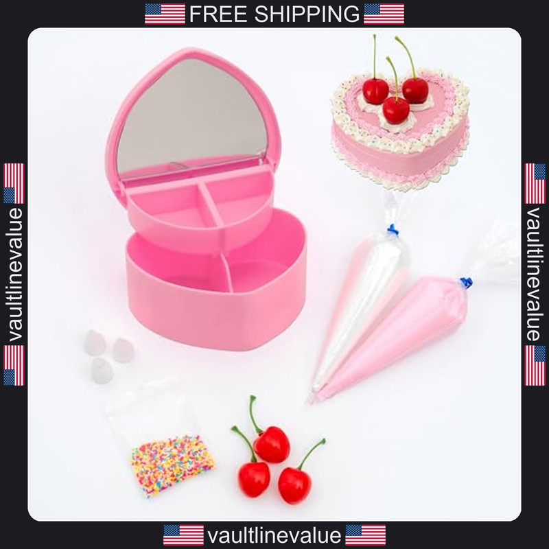 Decoden Fake Cake Kit, Decorate a Heart Shaped Fake Cake Jewelry Box Fake Cream