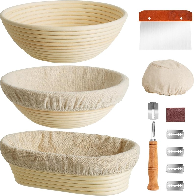 Banneton Bread Proofing Basket, Round Oval Proofing Basket Set of