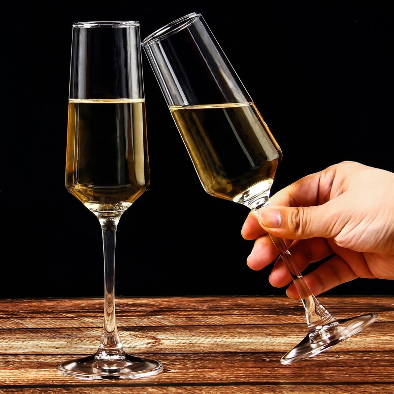 Champagne Glasses, Set of 12 Champagne Flutes with Unique Shape, Long stem Sp... gallery