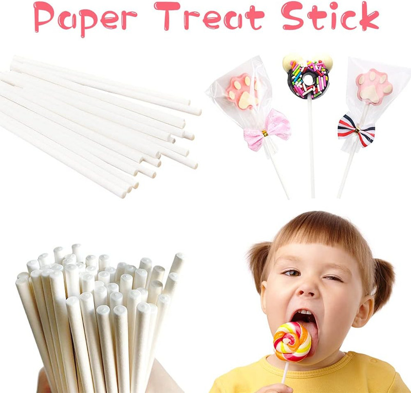 500PCS 4-Inch White Lollipop Sticks,Paper Sucker Stick,Cake Pops Stick for Candy gallery