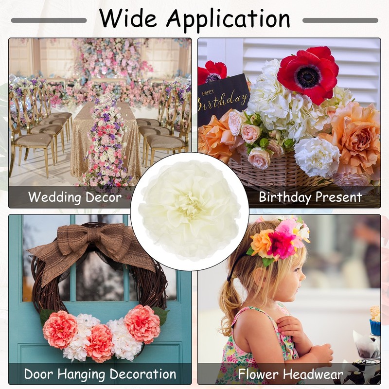 Crepe Paper Flowers, Beige Tissue Paper Flowers - 8 x 8 Inch / 6 Pcs gallery