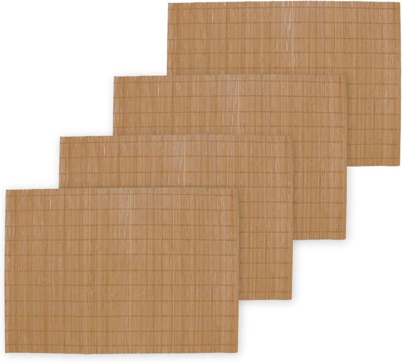 BambooMN Bamboo Placemat/Sushi Rolling Mat – 18″ x 13″ – 4 Units, Brown