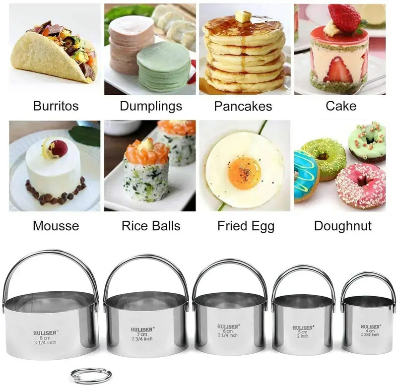 5 Pieces/Set Biscuit Mold Set round Stainless Steel Biscuit Tool Cookies Cutter gallery