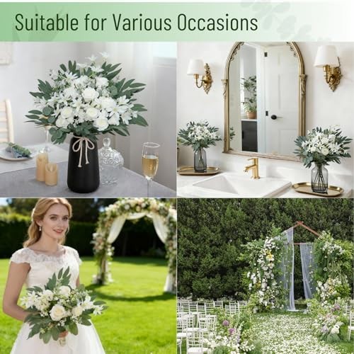 Pcs Artificial Eucalyptus Stems, 4 Kinds Mixed Fauxery Stems Fake 120 Green gallery