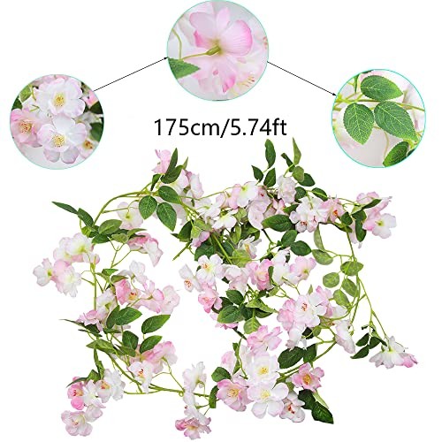 CISDUEO Artificial Cherry Blossom Flower Vine Hanging Cherry Blossom Pink gallery