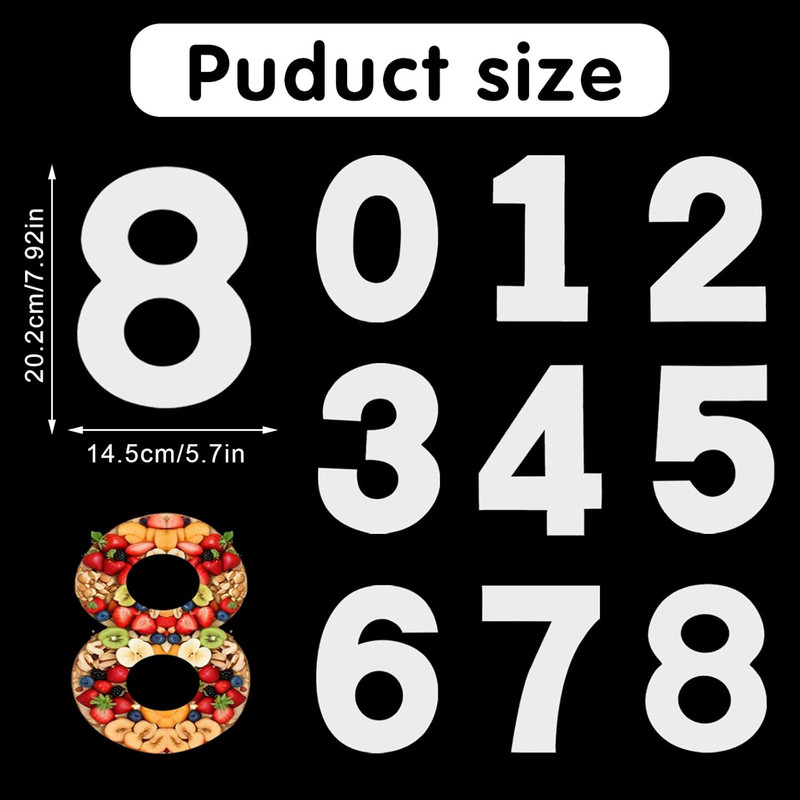 8 Inch Large Number Cake Molds - 9 Piece Numerical Painting Stencils, Baking For gallery