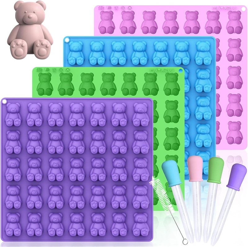 Large Gummy Bear Molds 5 ML, BPA-Silicone Chocolate Candy Gummy Molds with 4