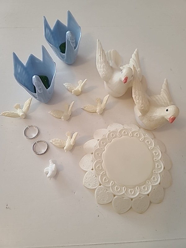 Vintage Dove & Swans Cake Toppers