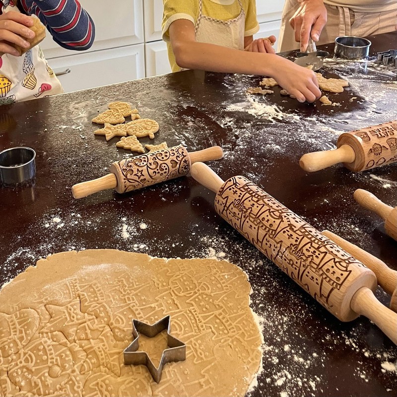 HAPPY CATS Embossing Rolling Pin. Dough and Clay Roller for Embossed Cookies ... gallery