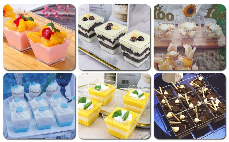 50Pcs Square Mini Plastic Dessert Cups,3.5Oz Clear Plastic Parfait gallery
